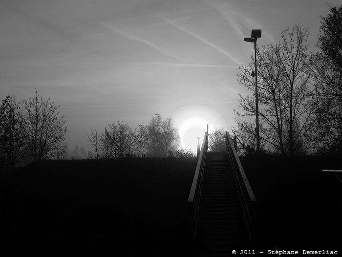 Levé de soleil dans le brouillard